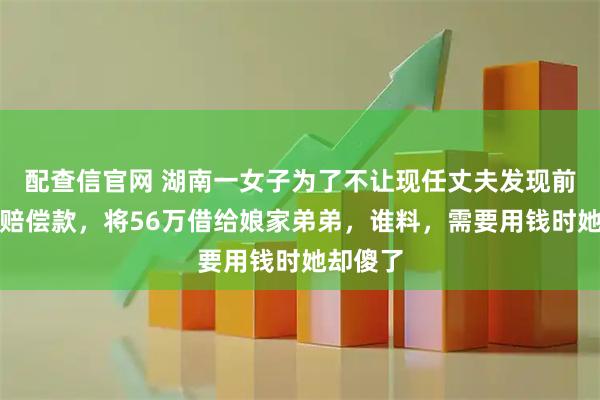 配查信官网 湖南一女子为了不让现任丈夫发现前夫死亡赔偿款，将56万借给娘家弟弟，谁料，需要用钱时她却傻了